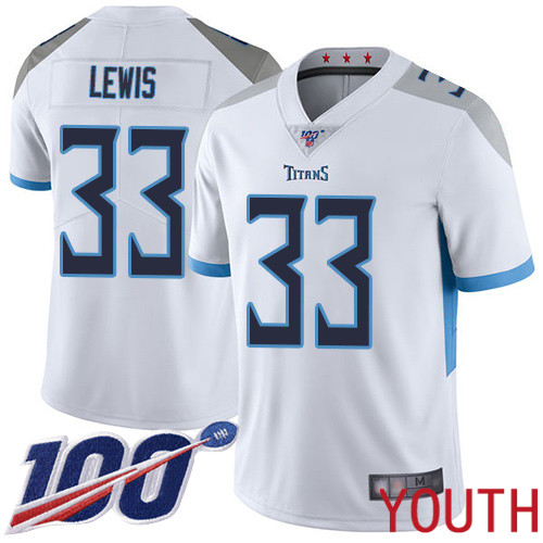 Tennessee Titans Limited White Youth Dion Lewis Road Jersey NFL Football #33 100th Season Vapor Untouchable->youth nfl jersey->Youth Jersey